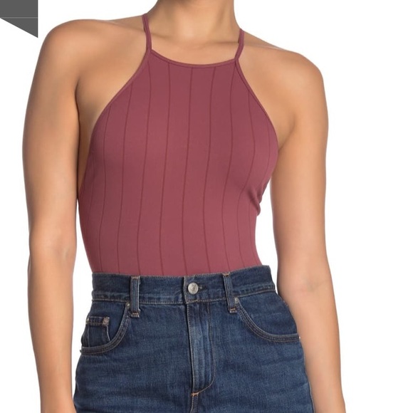 ❌DONATED❌Free People Wine Thong Cut Strap Back Bodysuit Top - Picture 4 of 9